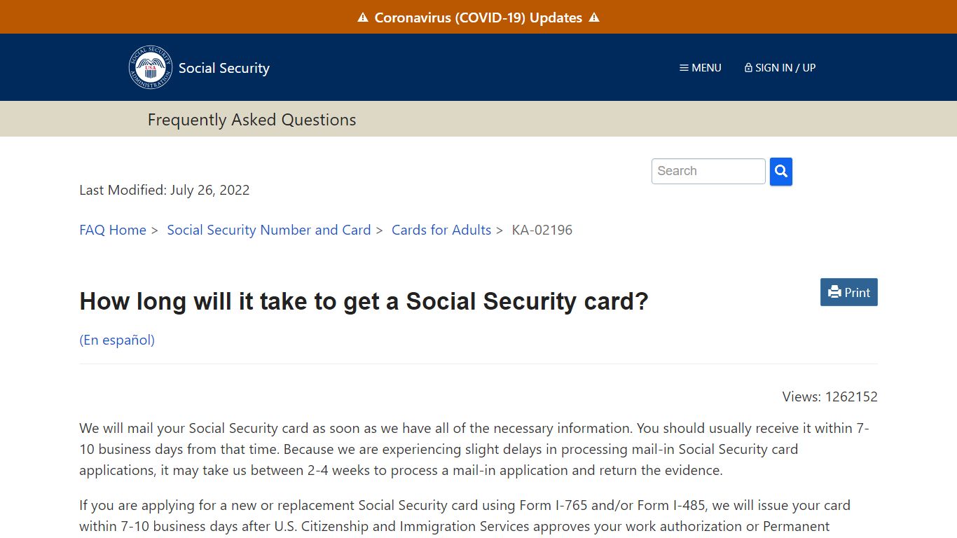 How long will it take to get a Social Security card? · FAQ | SSA